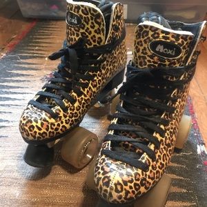 Moxi cheetah print roller skates